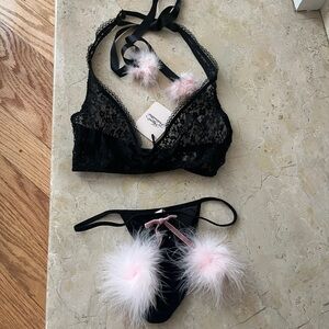 Agent provocateur pom pom bra bralette and Victoria’s Secret Pom Pom thong set